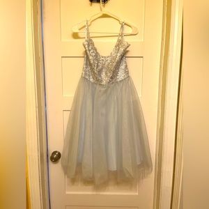 Gorgeous princess dress in sparky silverish blue and tulle. Chi chi brand